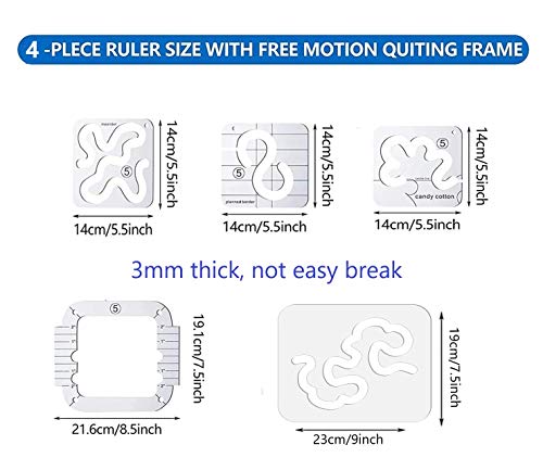 JFTOWN Meander Stipple Quilting Ruler Free Motion Quilting Template Rulers 3mm for Domestic Sewing Machine and Low Shank Ruler add 48pcs Non-Slip Grips - Image 2