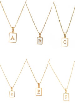 18K gold stainless steel letters A-G necklace jewelry white shell letter pendant necklace