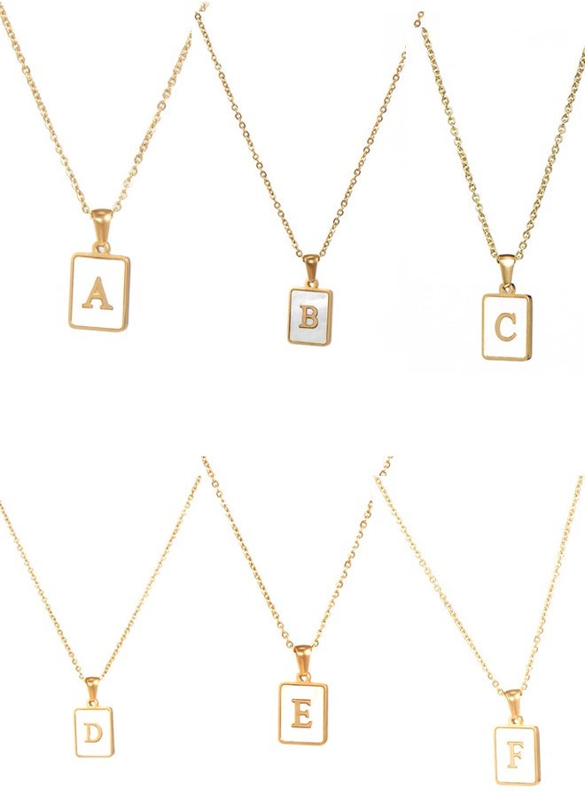 Generic - 18K gold stainless steel letters A-G necklace jewelry white shell letter pendant necklace - Image 1