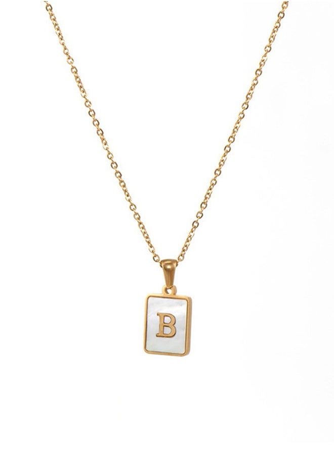 Generic - 18K gold stainless steel letters A-G necklace jewelry white shell letter pendant necklace - Image 1