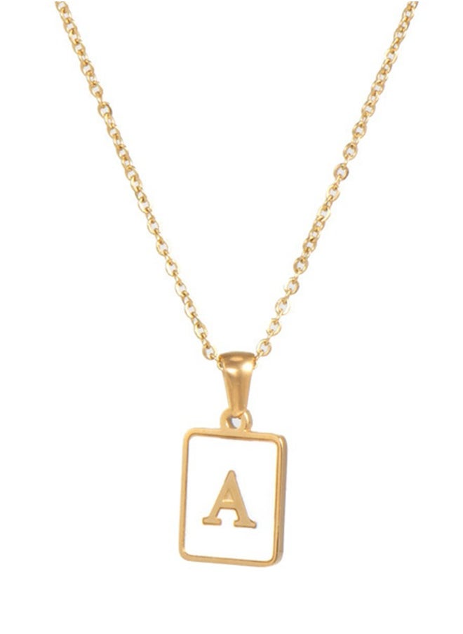 Generic - 18K gold stainless steel letters A-G necklace jewelry white shell letter pendant necklace - Image 1
