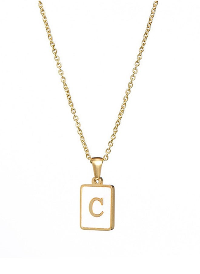 Generic - 18K gold stainless steel letters A-G necklace jewelry white shell letter pendant necklace - Image 1