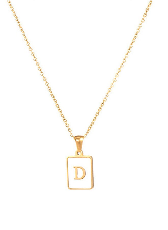 Generic - 18K gold stainless steel letters A-G necklace jewelry white shell letter pendant necklace - Image 1