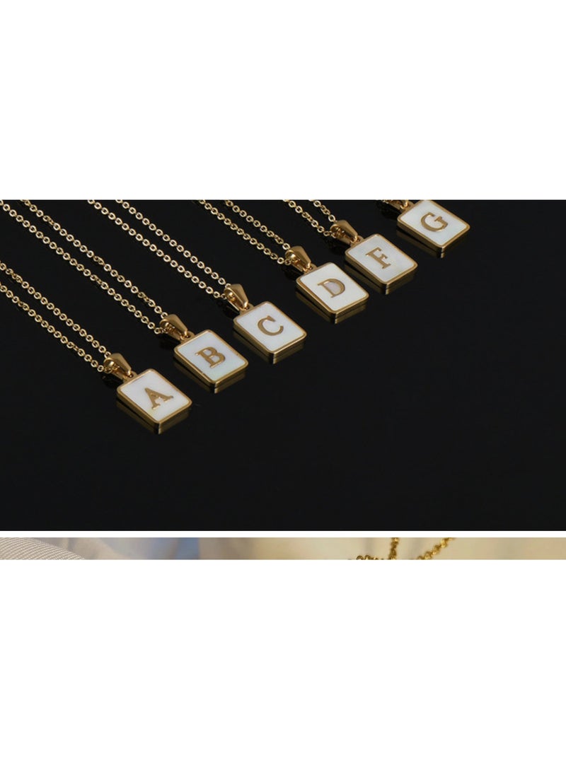 Generic - 18K gold stainless steel letters A-G necklace jewelry white shell letter pendant necklace - Image 1