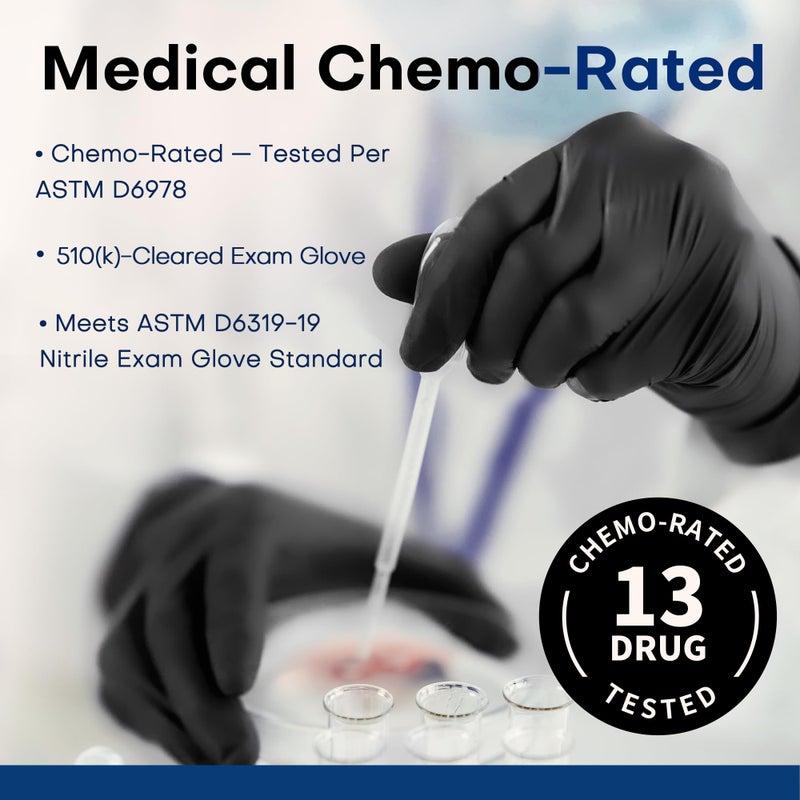 Supmedic Disposable Nitrile Gloves, Chemical Resistant, Powder-Free, Latex-Free, Food Safe, Medical Exam Gloves, Black, Medium, 100 Pcs - Image 4