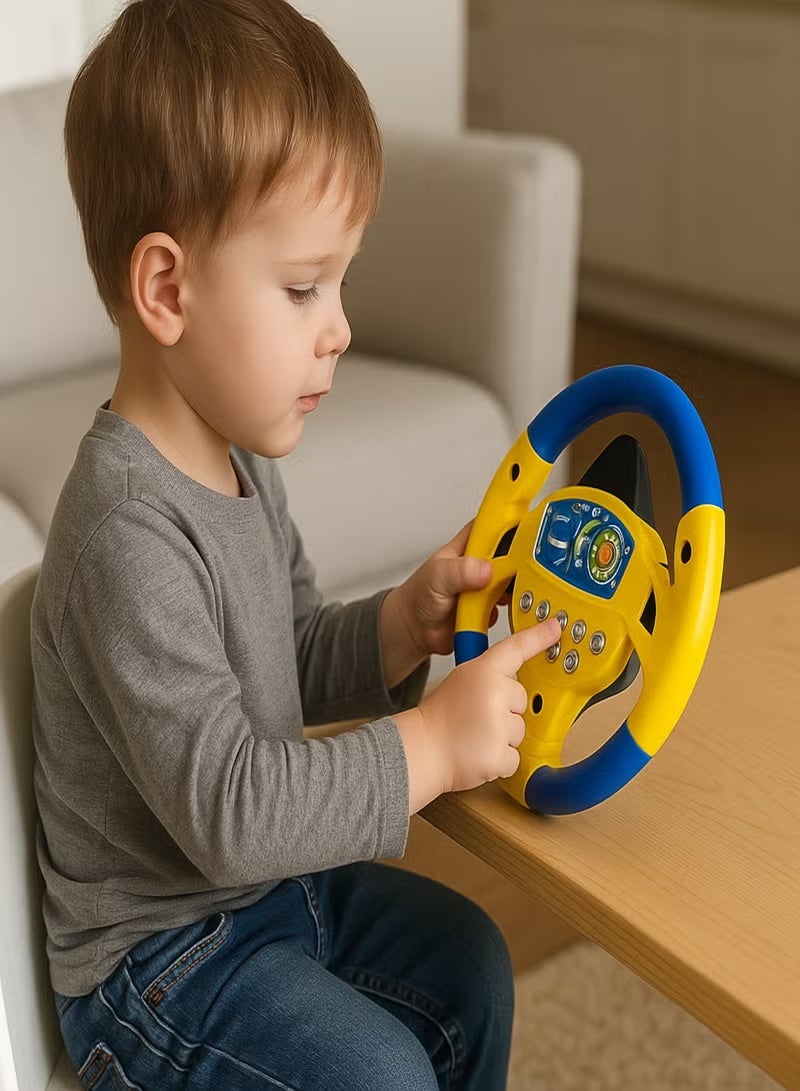Kids’ Electronic Steering Wheel Toy – Interactive Rotating Driving Wheel with Sound and Light Effects, 20 cm Size - Image 1