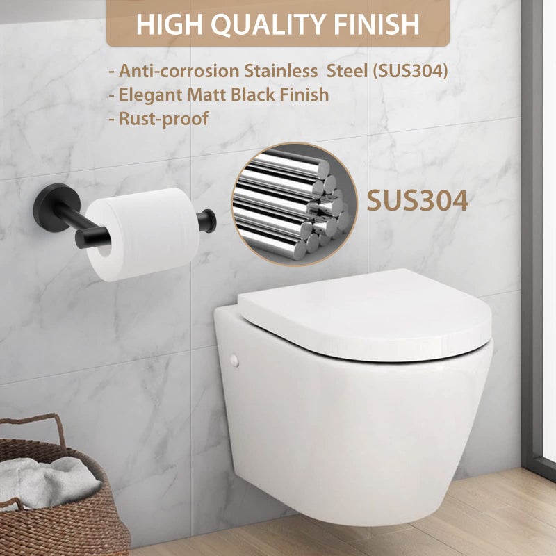 لايوكي حامل ورق التواليت لوكوكي حامل ورق لفة ورق التواليت حامل الأنسجة غير اللامع جدار أسود جبل SUS304 مصنوع من الفولاذ المقاوم للصدأ مقاوم للصدأ للحمام/الحمام/المطبخ/RV/العربة - Image 5