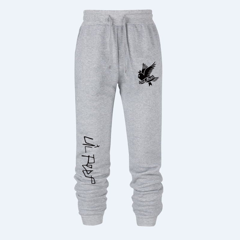 New Singer Lil Peep Street Trend Loose Bird Print Casual Pants - Image 3