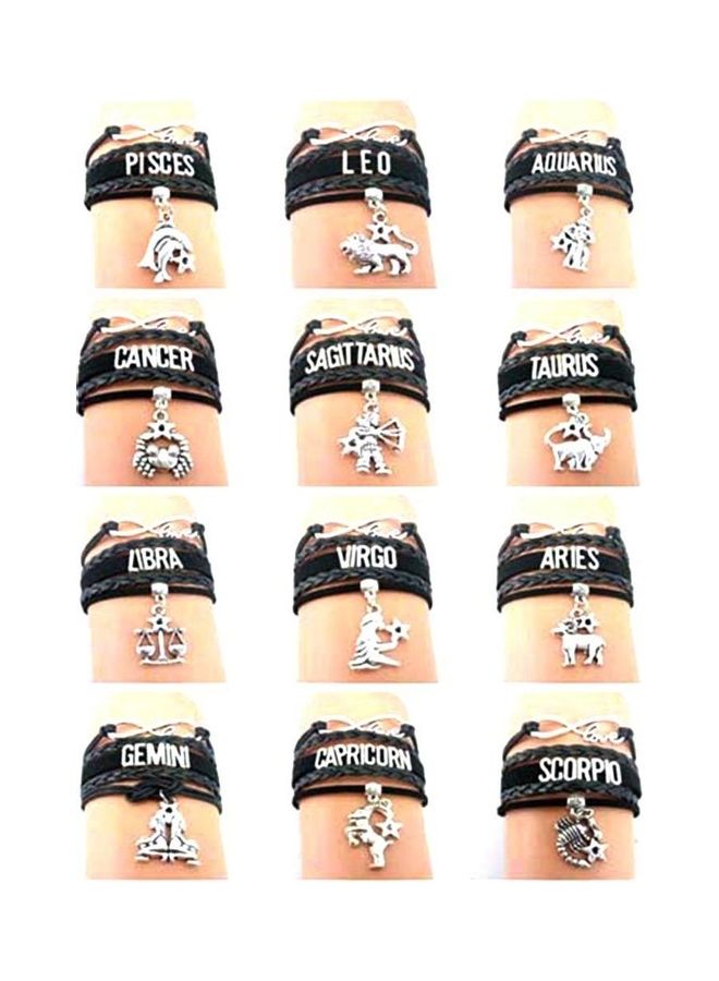 12 Constellation Zodiac PU Leather Bracelets - Image 1