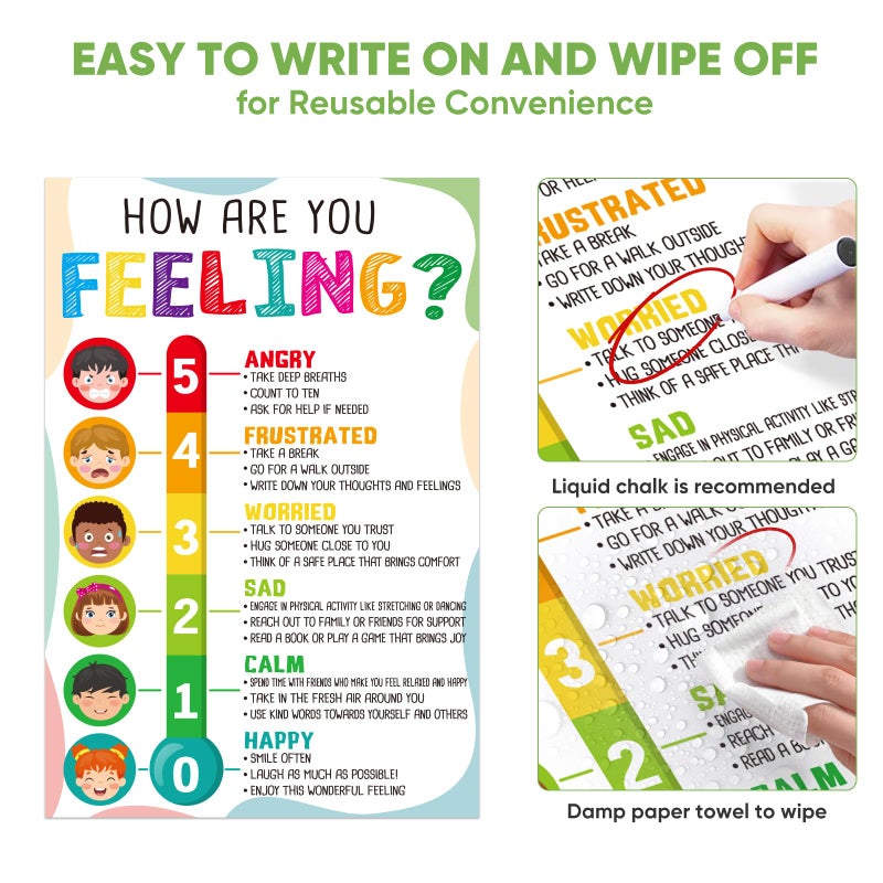 FaCraft Feelings Chart Poster for Kids Toddlers - Emotions Chart Learning Educational Posters for Preschool Kindergarten Elementary Classroom Bulletin Board Decorations Back to School Teacher Supplies - Image 4