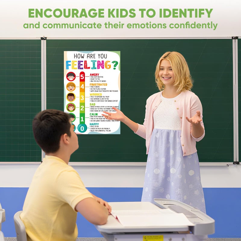 FaCraft Feelings Chart Poster for Kids Toddlers - Emotions Chart Learning Educational Posters for Preschool Kindergarten Elementary Classroom Bulletin Board Decorations Back to School Teacher Supplies - Image 3