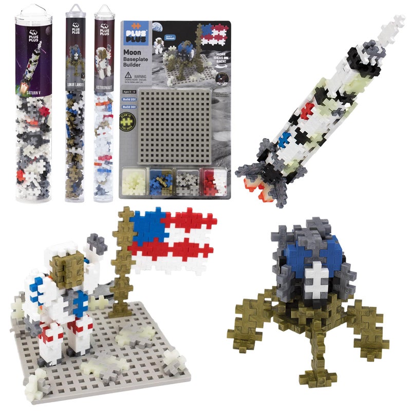 Plus-Plus Plus Plus Apollo 11 Space Playset Bundle Space Mini Maker Tubes and Baseplate Builder Construction Building STEM STEAM Toy Interlocking Mini Puzzle Blocks for Kids - Image 3