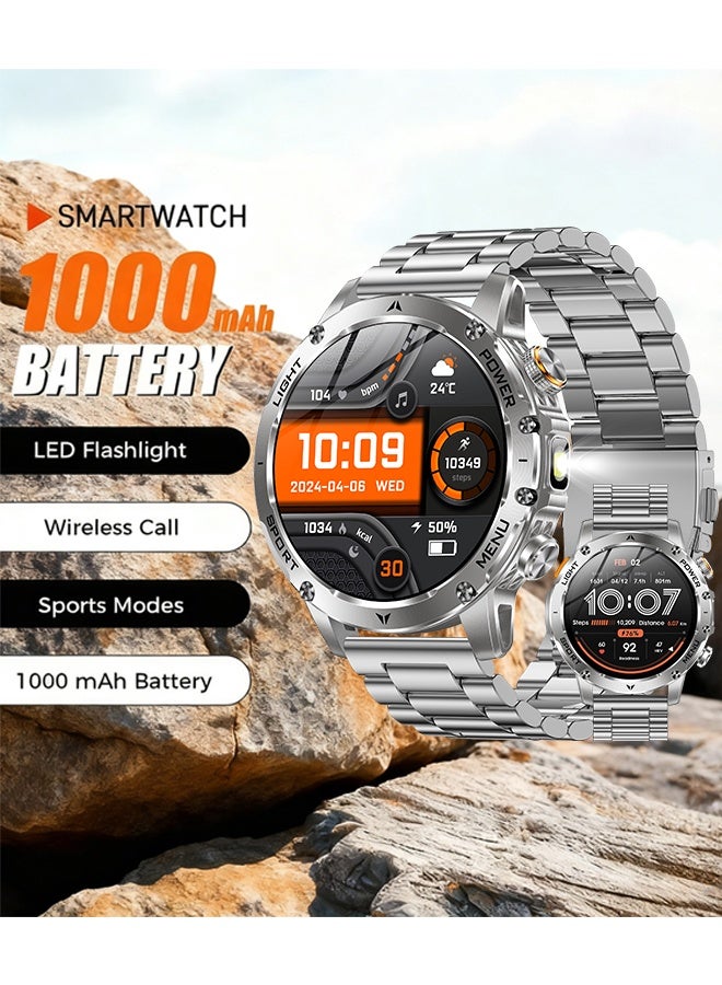 رولستيمي ساعة رياضية ذكية متعددة الوظائف تعمل بالبلوتوث للرجال ، أوضاع رياضية متعددة متوفرة ، شاشة لمس كاملة عالية الوضوح مقاس 1.7 بوصة ، تنشيط حركة المعصم ليد ، مزودة ببطارية ذات سعة كبيرة 1000 مللي أمبير في الساعة ، رفع المعصم لإيقاظ الشاشة ، الرد على مكالمة بلوتوث / صنع ، متوافق مع كل من أنظمة أندرويد و يوس-آر تي أك 87 - Image 1