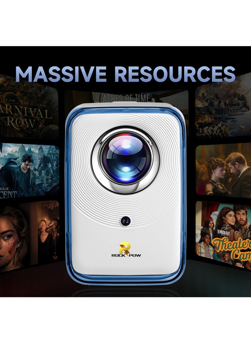 Rock Pow - Projector, PVO Portable Projector for Cartoon, Kids Gift, Outdoor Movie Projector, LED Pico Video Projector for Home Theater Movie Projector with HDMI USB Interfaces and Remote Control - Image 1