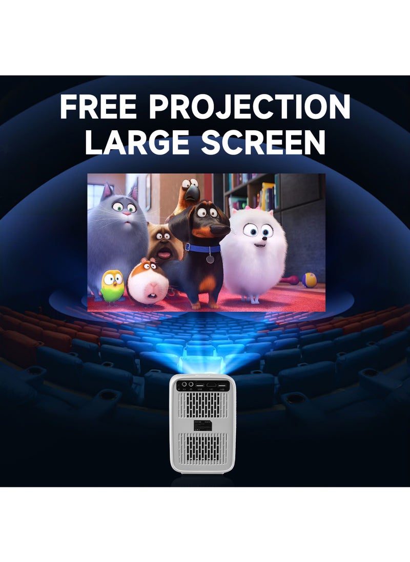 Rock Pow - Projector, PVO Portable Projector for Cartoon, Kids Gift, Outdoor Movie Projector, LED Pico Video Projector for Home Theater Movie Projector with HDMI USB Interfaces and Remote Control - Image 1