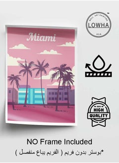 LOWHA Poster Painting Art With Four Separate Pieces Of Double-Sided Stickers Miami Florida For Home Bedroom Living Room And Office Decor  - Image 3