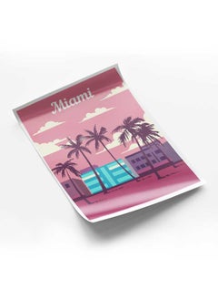 LOWHA Poster Painting Art With Four Separate Pieces Of Double-Sided Stickers Miami Florida For Home Bedroom Living Room And Office Decor  - Image 1