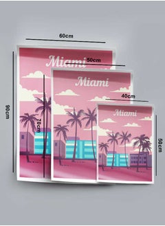 LOWHA Poster Painting Art With Four Separate Pieces Of Double-Sided Stickers Miami Florida For Home Bedroom Living Room And Office Decor  - Image 4