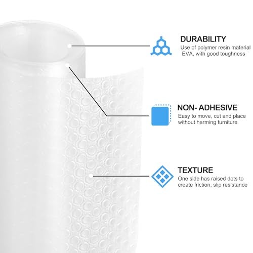 Bloss Shelf Liners, Non Adhesive EVA Drawer Mat Liners Roll for Bathroom, Kitchen, Desks, Deco Shelves 12×59 inch-Clear - Image 2