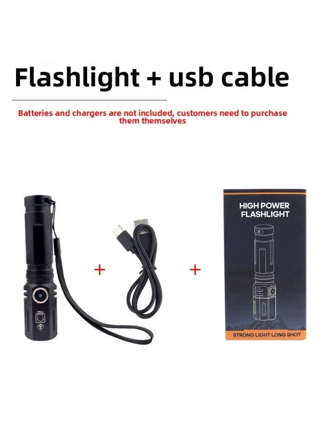 Multifunctional Led Flashlight Strong Light Super Bright Outdoor Rechargeable Portable Long Life Long-range Zoom Strong Light Flashlight-Color:535 Flashlight + Data Cable + Paper Box (batteries Not Included)  - Image 1
