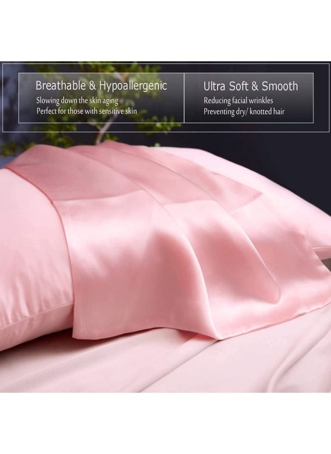 SMILEE Ice Silk Pillowcase for Hair and Skin Standard Size Pillow Case Breathable Smooth Cooling Pillow Covers with Envelope Closure for Sleeping Pink 76x51cm  - Image 4
