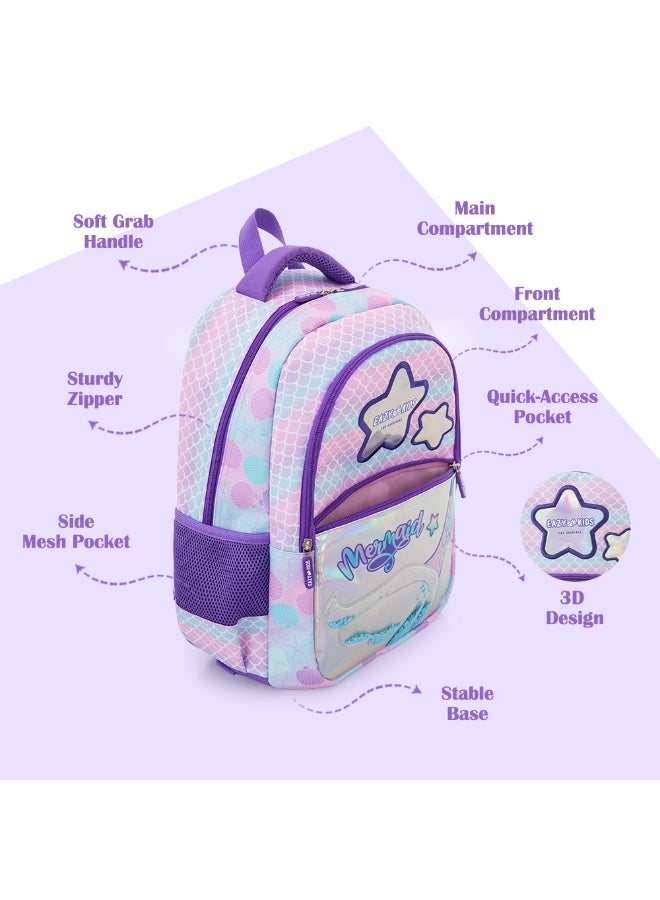 Eazy Kids 16” Trolley School Bag Set of 3 w/ Universal School Bag Trolley–Backpack, Lunch Bag & Pencil Case, Purple - Image 5