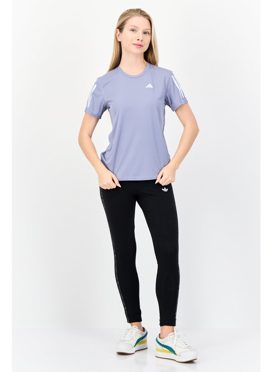 Adidas Women Sportswear Fit Brand Logo Short Sleeves Running Top, Lavender  - Image 4