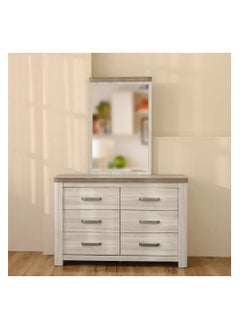 Olivos 6 Drawers Dresser With Mirror Durable Vanity Table | Dressing Table | Makeup Table | Desk With Storage Modern Design Bedroom Furniture 128x53x16.5Cm Ash Grey/Oak - pzsku/Z93953B947E718F0EA8A6Z/45/_/1710496530/18ae71cc-a15b-4fcb-b353-af1769bfa5ba