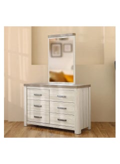 Olivos 6 Drawers Dresser With Mirror Durable Vanity Table | Dressing Table | Makeup Table | Desk With Storage Modern Design Bedroom Furniture 128x53x16.5Cm Ash Grey/Oak - pzsku/Z93953B947E718F0EA8A6Z/45/_/1710496541/bd768cf1-3154-4691-860e-d1bfab8c8ee0