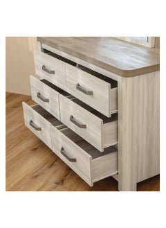 Olivos 6 Drawers Dresser With Mirror Durable Vanity Table | Dressing Table | Makeup Table | Desk With Storage Modern Design Bedroom Furniture 128x53x16.5Cm Ash Grey/Oak - pzsku/Z93953B947E718F0EA8A6Z/45/_/1710496541/ede81be6-193f-46fa-8ed8-9a0b6c4f7310