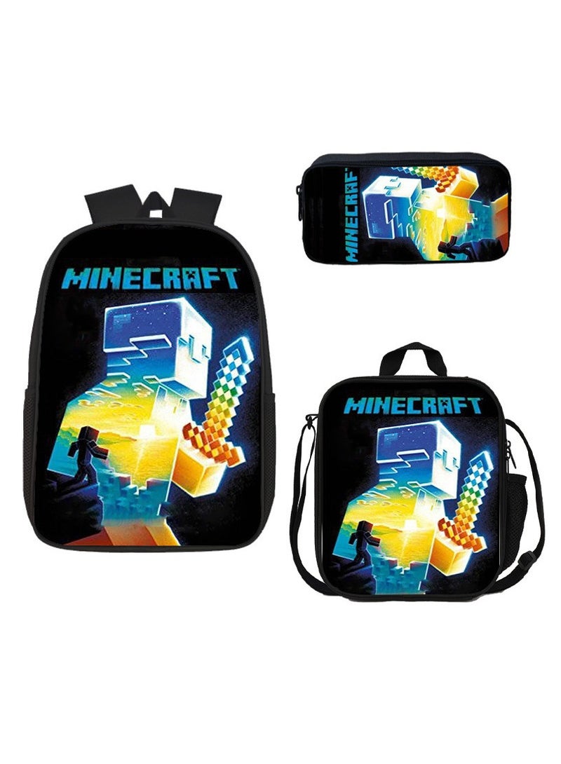 MINECRAFT My World Cartoon Student Backpack Three-piece Set 29*42*16cm