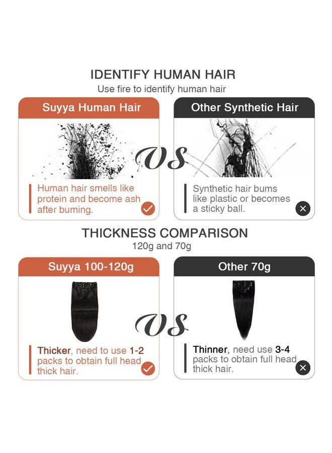 SUYYA Clip in Hair Extensions Real Human Hair,12 inch 100g 7 Pcs Jet Black Clip in Hair Extensions Human Hair Straight Double Weft Hair Extensions Clip ins (12 inches #1 Jet black) - Image 5
