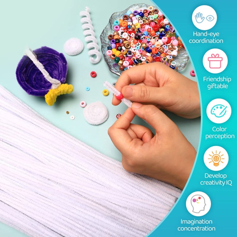 IOOLEEM Iooleem 200pcs White Pipe Cleaners, Chenille Stems, Pipe Cleaners for Crafts, Pipe Cleaner Crafts, Art and Craft Supplies.  - Image 3