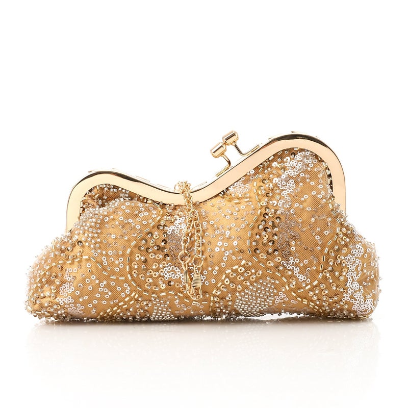 Mr.joe Beaded & Sequin Embellished Evening Clutch Gold - Image 3