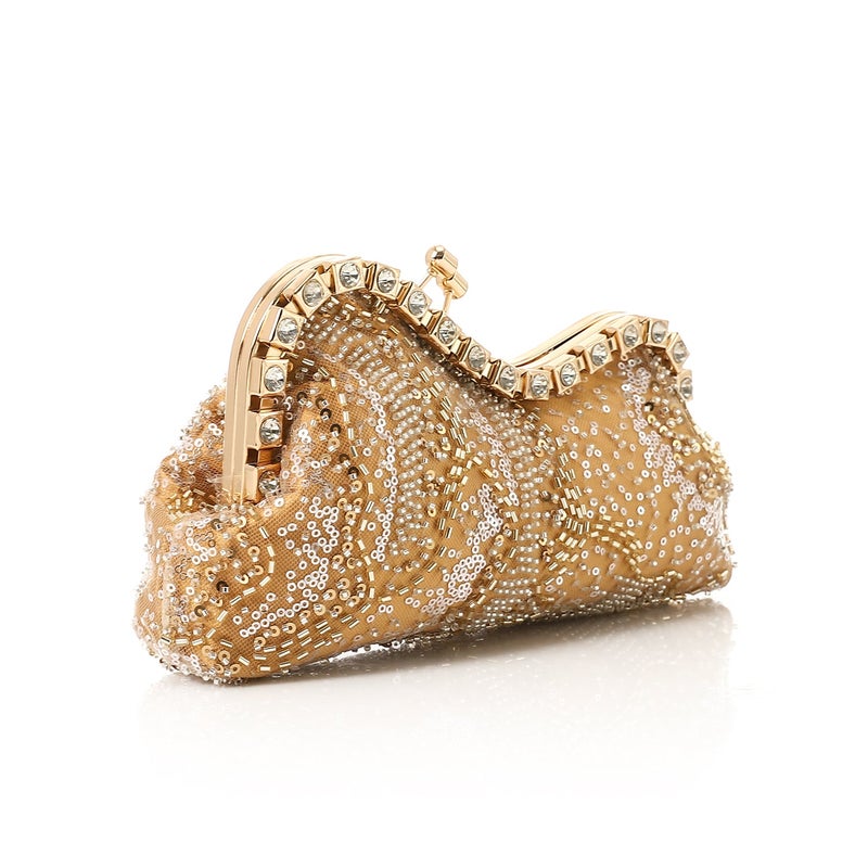 Mr.joe Beaded & Sequin Embellished Evening Clutch Gold - Image 2