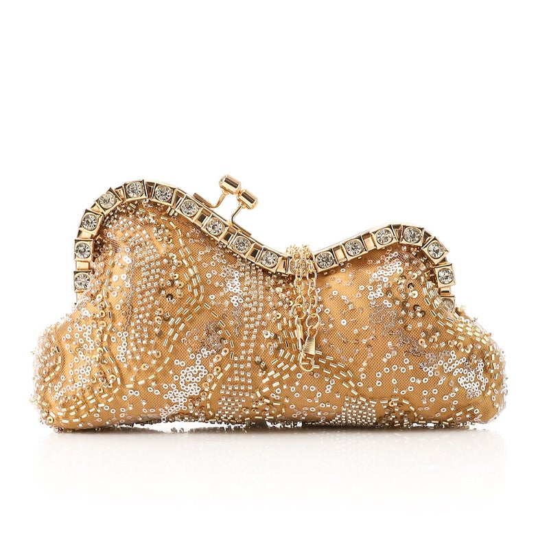Mr.joe Beaded & Sequin Embellished Evening Clutch Gold - Image 1