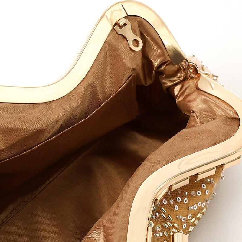 Mr.joe Beaded & Sequin Embellished Evening Clutch Gold - Image 4
