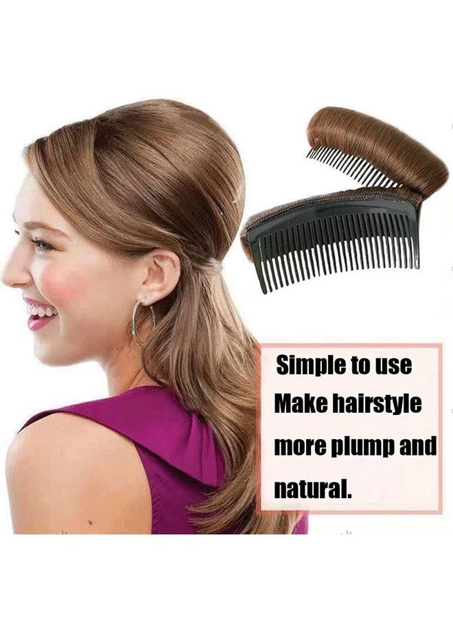 ericotry - 3Pcs Bump It Up Volume Hair Base Women Volume Bump Inserts Hair Bun Invisible False Hair Clip Hair Bump Up Combs Clips Bump Fluffy Hair Pad Styling Insert Tool for DIY Hairstyles-Light Brown - Image 1