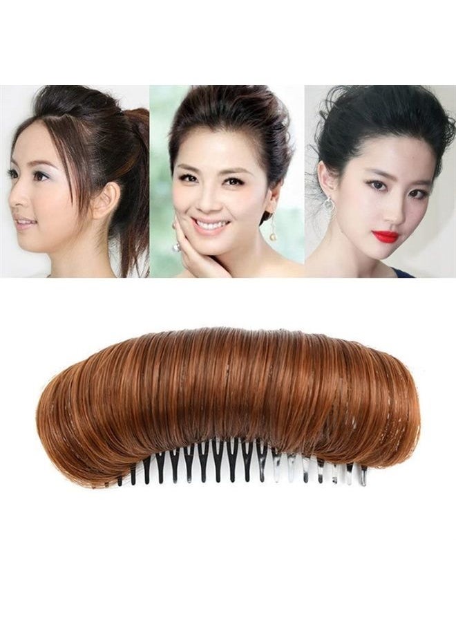 ericotry - 3Pcs Bump It Up Volume Hair Base Women Volume Bump Inserts Hair Bun Invisible False Hair Clip Hair Bump Up Combs Clips Bump Fluffy Hair Pad Styling Insert Tool for DIY Hairstyles-Light Brown - Image 1