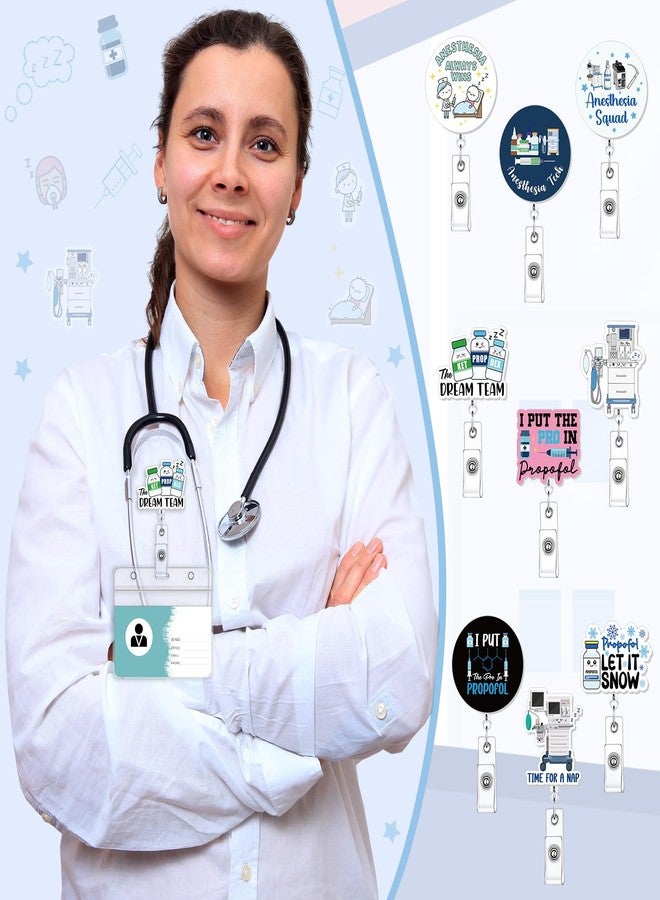 Suncalla 9 Pcs Anesthesia Badge Reel Christmas Gifts CRNA Retractable ID Badge Holder Acrylic Anesthesiology Gift for Hospital Anesthetist Doctor Anesthesiologist ICU Nurse Resident Surgical Tech - Image 4