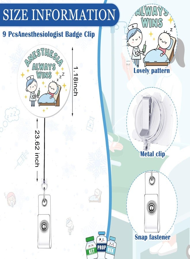 Suncalla 9 Pcs Anesthesia Badge Reel Christmas Gifts CRNA Retractable ID Badge Holder Acrylic Anesthesiology Gift for Hospital Anesthetist Doctor Anesthesiologist ICU Nurse Resident Surgical Tech - Image 2