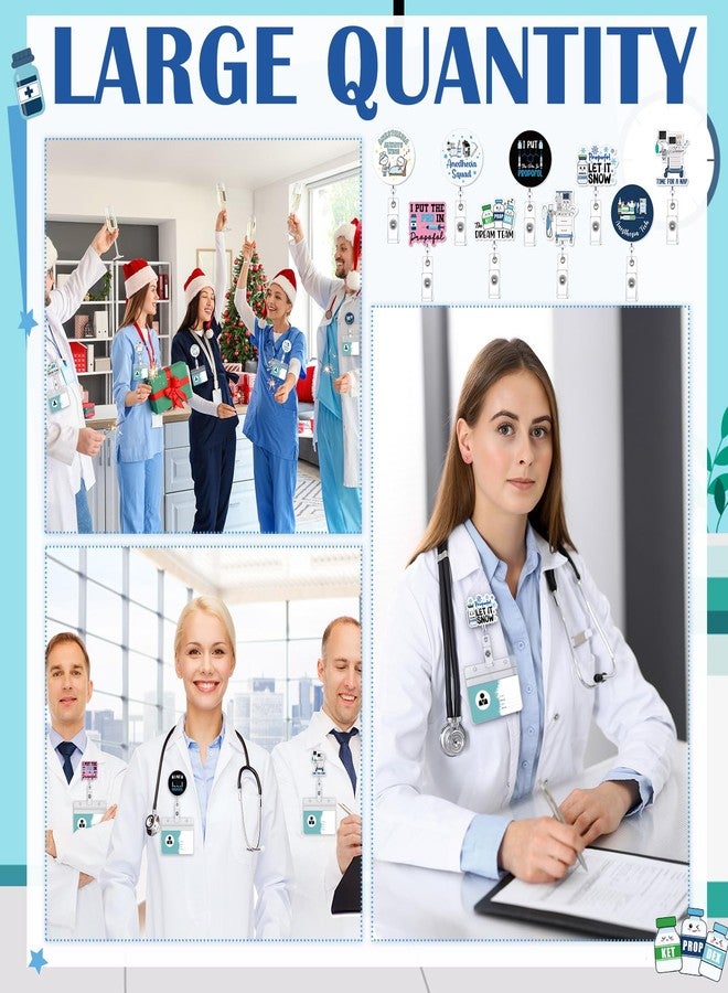 Suncalla 9 Pcs Anesthesia Badge Reel Christmas Gifts CRNA Retractable ID Badge Holder Acrylic Anesthesiology Gift for Hospital Anesthetist Doctor Anesthesiologist ICU Nurse Resident Surgical Tech - Image 5