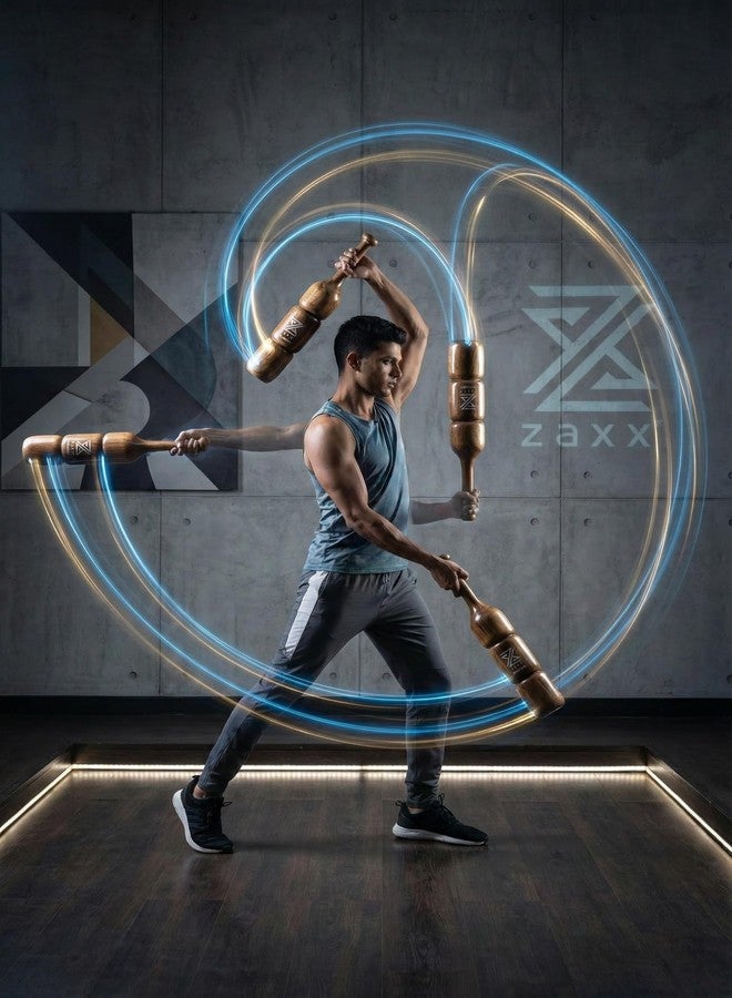 Zaxx 3 Kg Oval Styled Mugdar Single Piece Hanuman Gadas Sheesham Wood Indian Club for Exercise & Strength Training Workout - Image 4