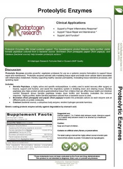 Proteolytic Enzymes Broad Systemic Support | Vegetarian Blend with Serratia Peptidase & Bromelain for Digestion, Sourced from Papaya & Pineapple | 90 Enteric Coated Tablets | Adaptogen Research - pzsku/Z939579442807B8FD98FEZ/45/_/1740986959/50699b76-9bc3-4be4-b420-a27d590df54a