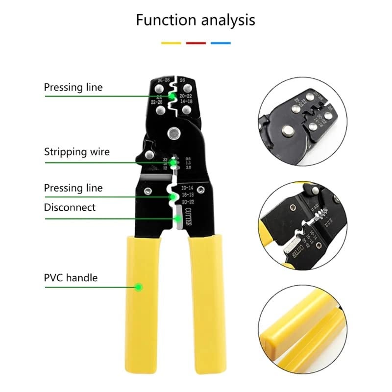 uptodateproducts Portable Wire Stripper Pliers Cable Stripping Crimping Wire Cutter Crimper - Image 2