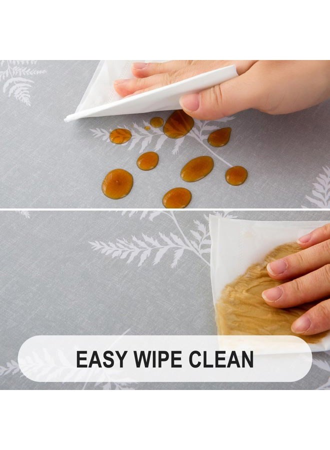 Subakvo Round Vinyl Fitted Tablecloth, Waterproof Elastic Table Covers Wipeable Flannel Backed Tablecloths for Picnic Camping Indoor and Outdoor (Grey, 27”-32“ Round Tight Fit) - Image 4