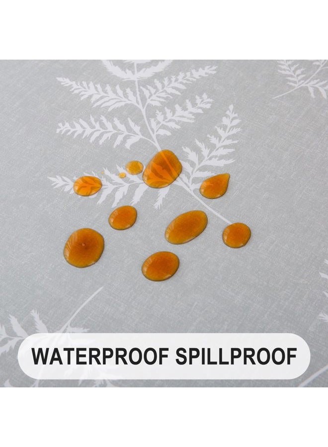Subakvo Round Vinyl Fitted Tablecloth, Waterproof Elastic Table Covers Wipeable Flannel Backed Tablecloths for Picnic Camping Indoor and Outdoor (Grey, 27”-32“ Round Tight Fit) - Image 3