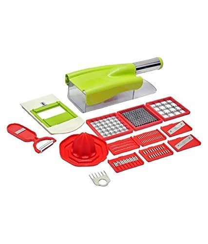 Ritu Mezon's Plastic, Stainless Steel 12 in 1 Multipurpose Vegetable & Fruit Chopper Cutter Slicer Grater with Unbreakable Container, Multicolour - Image 4