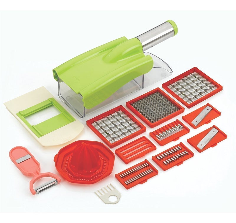 Ritu Mezon's Plastic, Stainless Steel 12 in 1 Multipurpose Vegetable & Fruit Chopper Cutter Slicer Grater with Unbreakable Container, Multicolour - Image 5