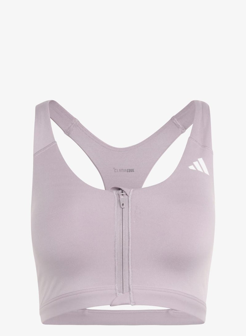 Adidas Optime Essentials Workout Zip-Front Medium Support Bra - Image 1